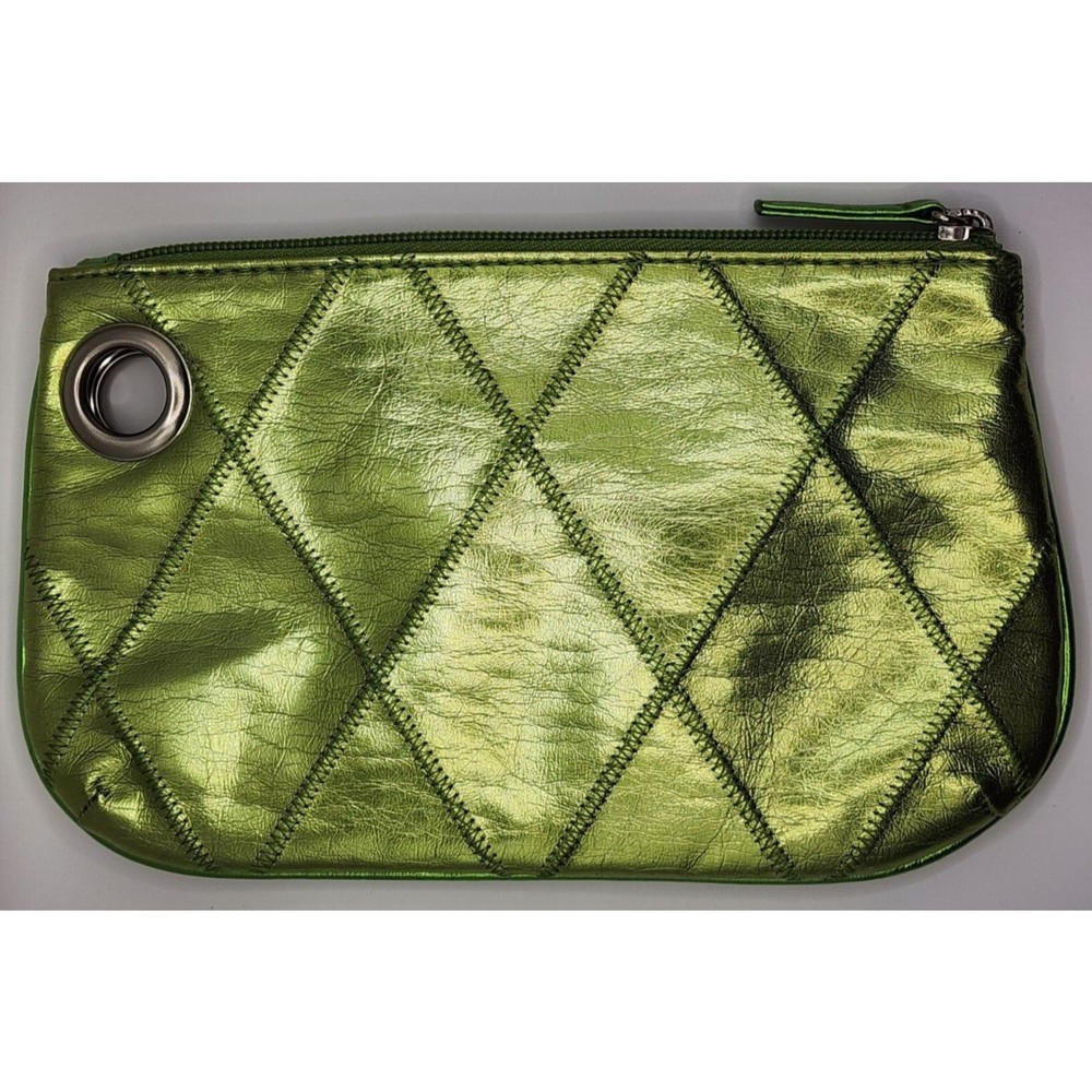 Metallic Green Zipper Clutch
